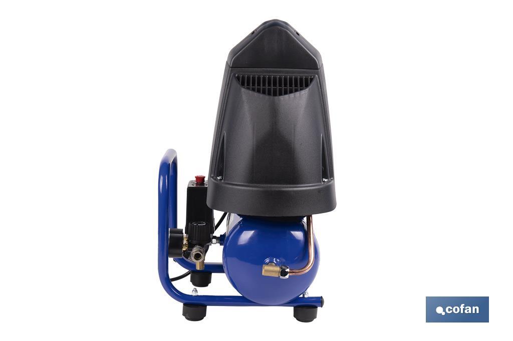 Compresor de pistón coaxial portátil 1,5 HP | Ultraligero y compacto | 6 litros | 2450 rpm | Para uso doméstico y profesional - Cofan