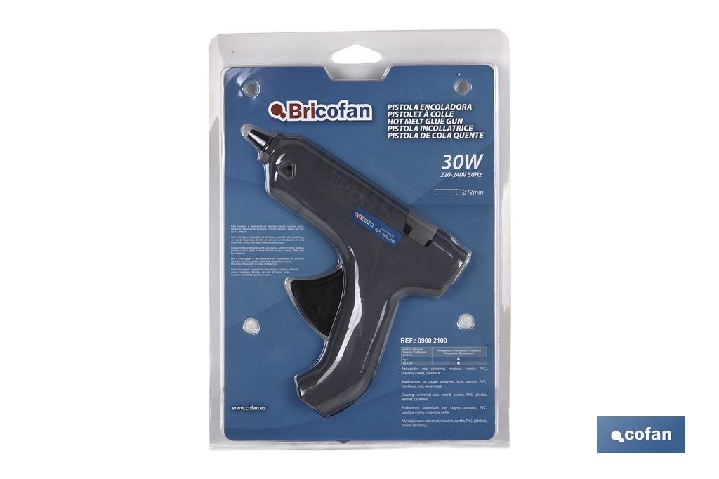 Pistola de cola termofusible Ø 12mm | Pistola de silicona caliente | Sistema de temperatura constante a 165 °C - Cofan