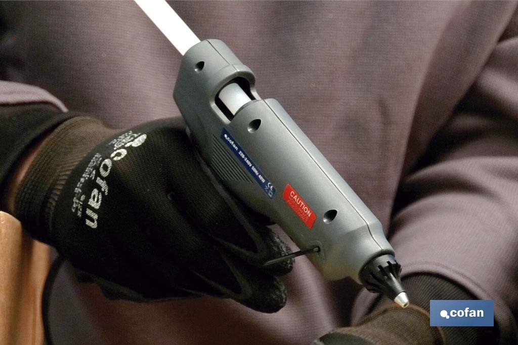 Pistola de cola termofusible Ø 12mm | Pistola de silicona caliente | Sistema de temperatura constante a 165° - Cofan