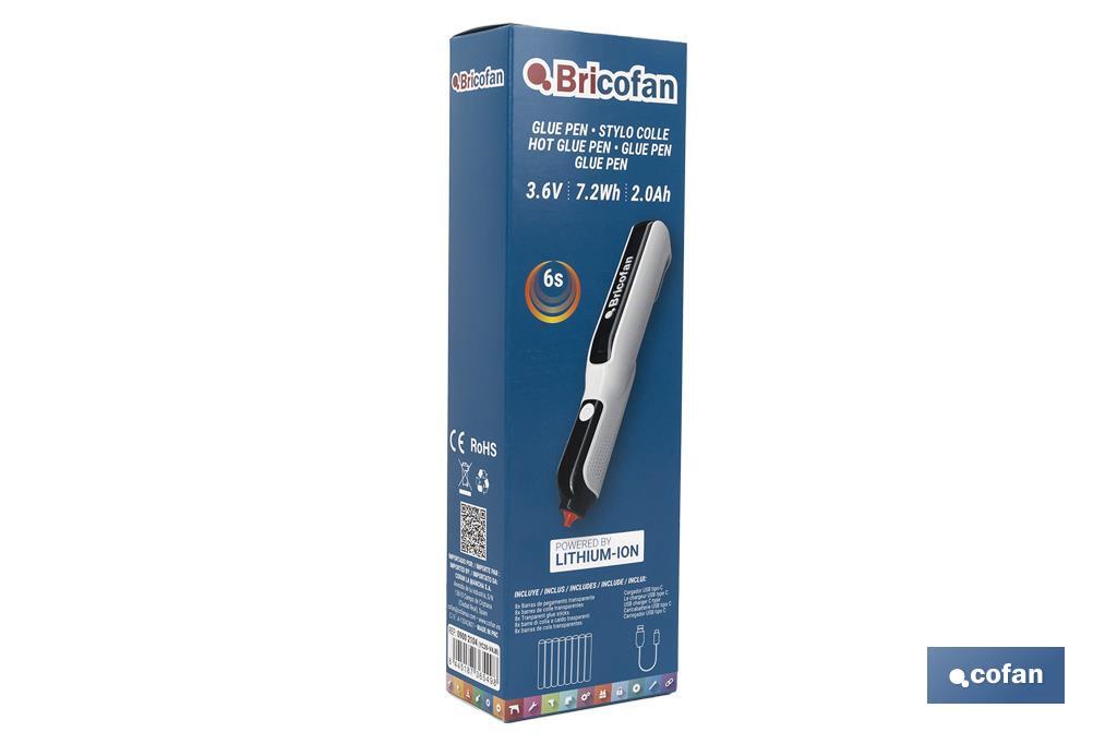 Glue pen con funzionamento a batteria | Barre di colla a caldo da ø7 mm | Batteria da 3,6 V - Cofan