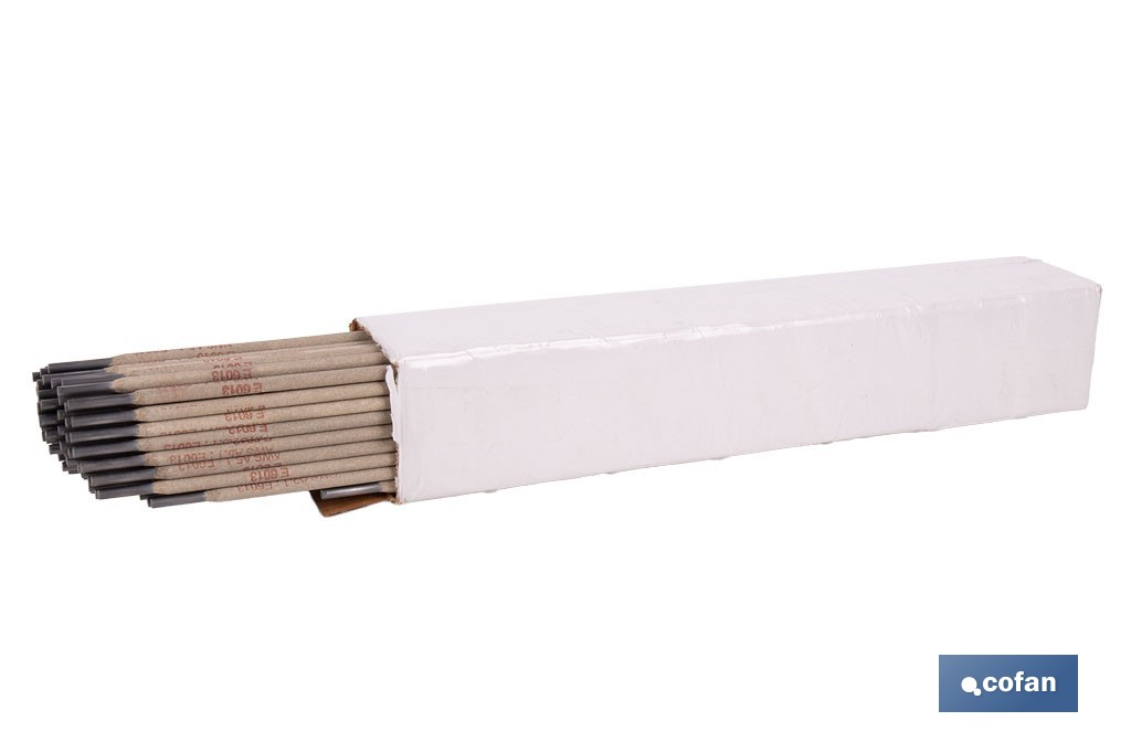 Electrodos de rutilo E6013 para soldadura por arco | AWS A5.1: E6013, adecuada para todas las posiciones | Disponible en diferentes medidas - Cofan
