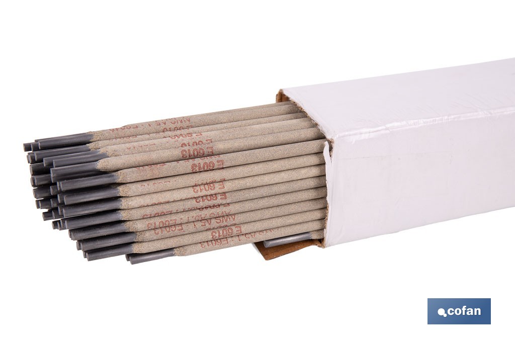 Electrodos de rutilo E6013 para soldadura por arco | AWS A5.1: E6013, adecuada para todas las posiciones | Disponible en diferentes medidas - Cofan