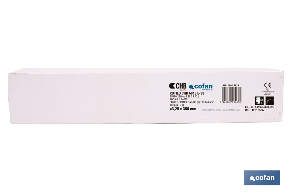 Electrodos de rutilo E6013 para soldadura por arco | AWS A5.1: E6013, adecuada para todas las posiciones | Disponible en diferentes medidas - Cofan