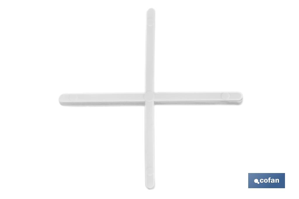 Highly resistant cross-shaped tile spacers for tiling projects | Available in different sizes and packaging - Cofan