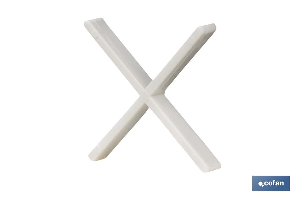 Highly resistant cross-shaped tile spacers for tiling projects | Available in different sizes and packaging - Cofan