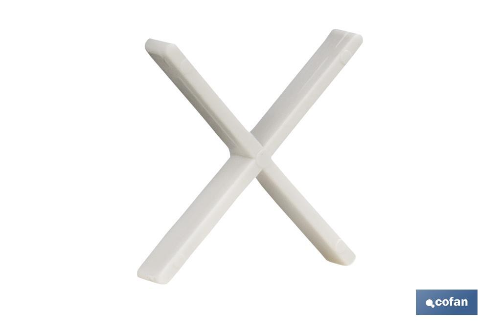 Highly resistant cross-shaped tile spacers for tiling projects | Available in different sizes and packaging - Cofan
