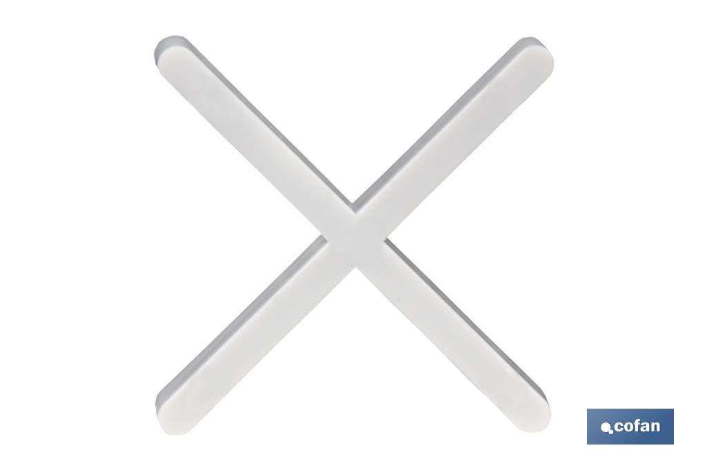 Highly resistant cross-shaped tile spacers for tiling projects | Available in different sizes and packaging - Cofan