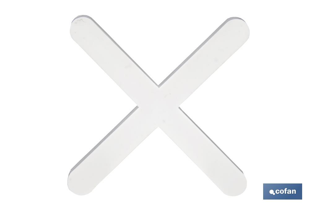 Highly resistant cross-shaped tile spacers for tiling projects | Available in different sizes and packaging - Cofan