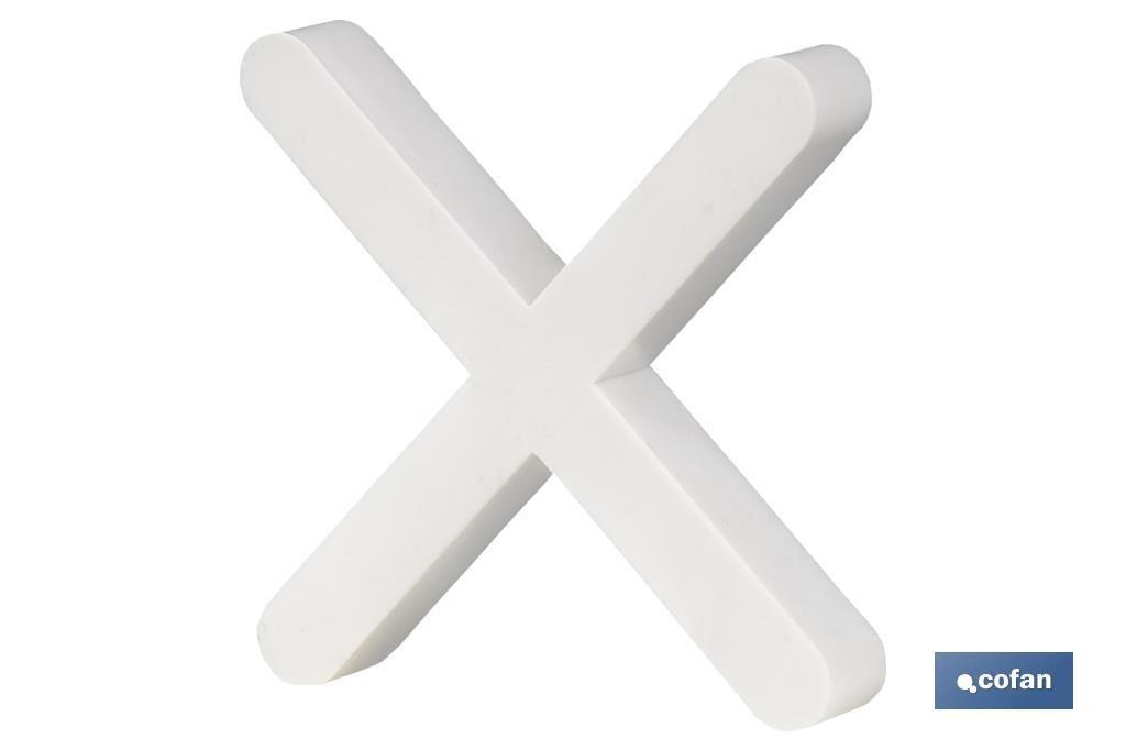 Highly resistant cross-shaped tile spacers for tiling projects | Available in different sizes and packaging - Cofan