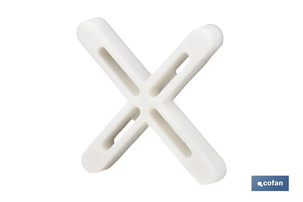 Highly resistant cross-shaped tile spacers for tiling projects | Available in different sizes and packaging - Cofan