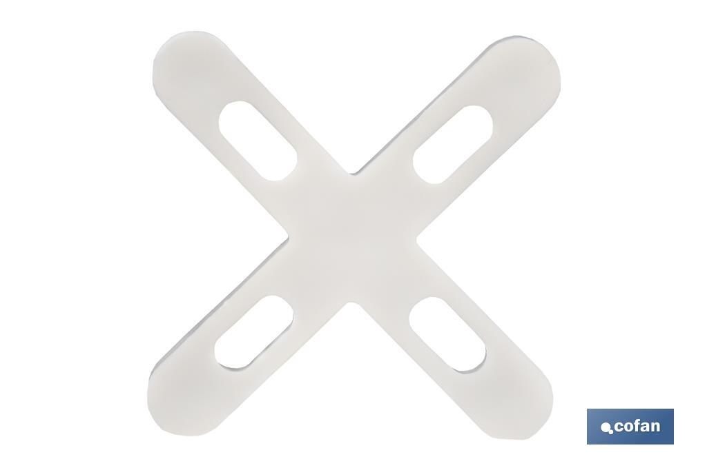 Highly resistant cross-shaped tile spacers for tiling projects | Available in different sizes and packaging - Cofan