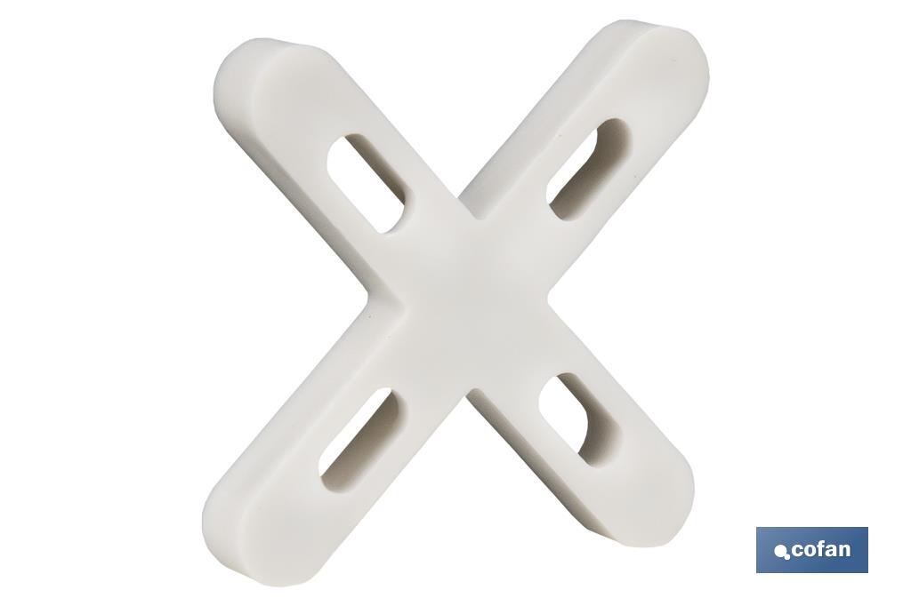 Highly resistant cross-shaped tile spacers for tiling projects | Available in different sizes and packaging - Cofan
