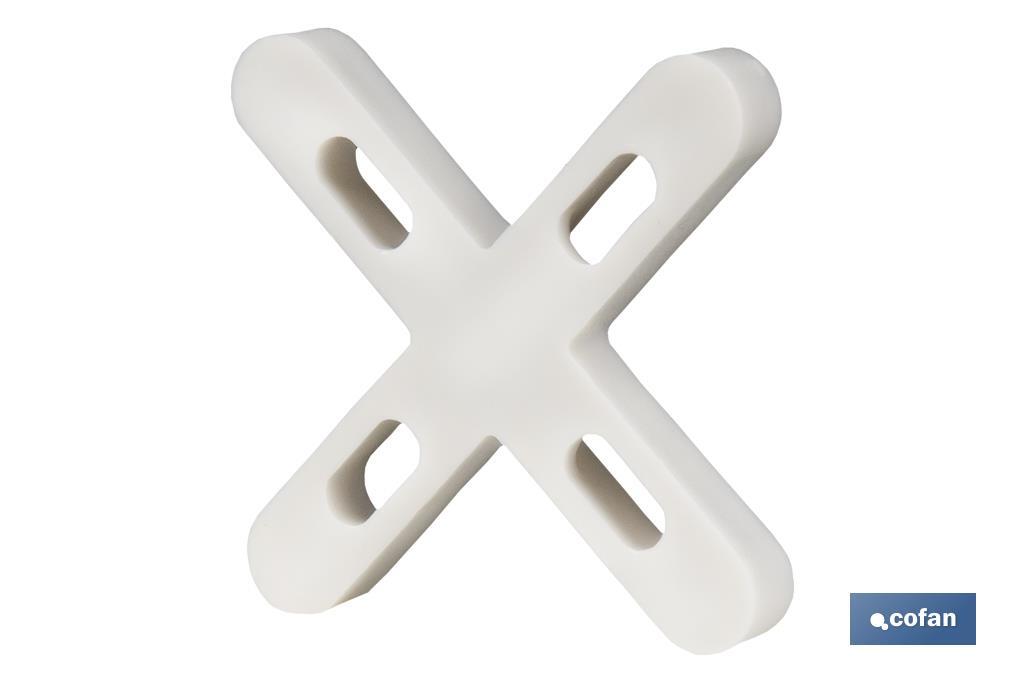 Highly resistant cross-shaped tile spacers for tiling projects | Available in different sizes and packaging - Cofan