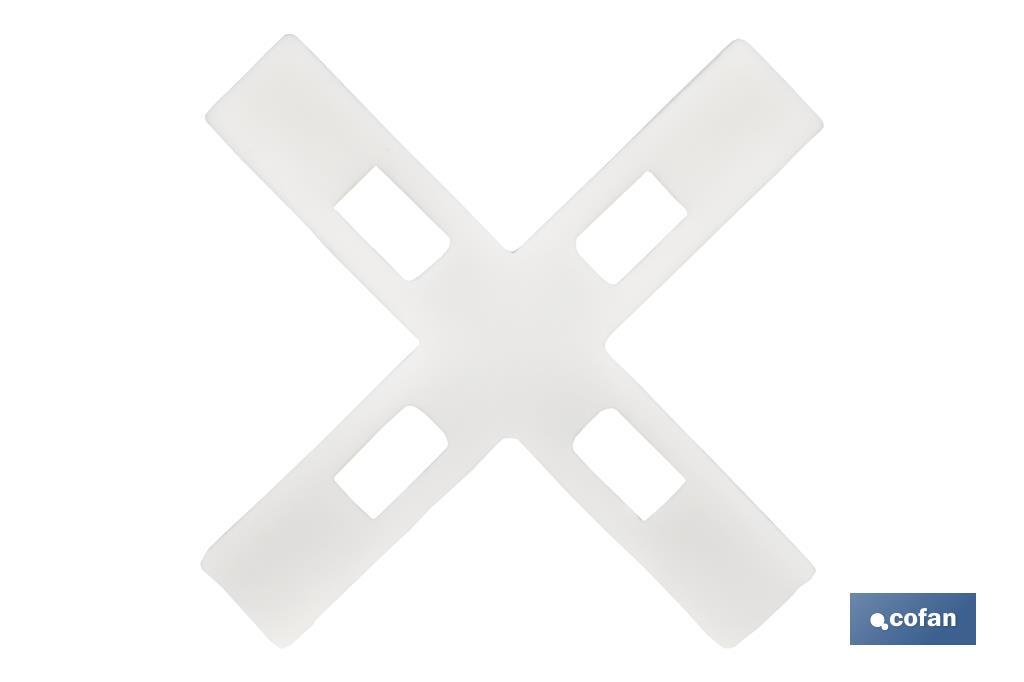 Highly resistant cross-shaped tile spacers for tiling projects | Available in different sizes and packaging - Cofan