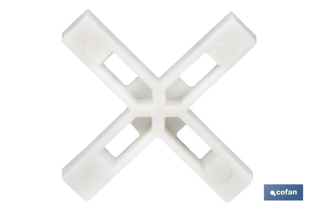 Highly resistant cross-shaped tile spacers for tiling projects | Available in different sizes and packaging - Cofan