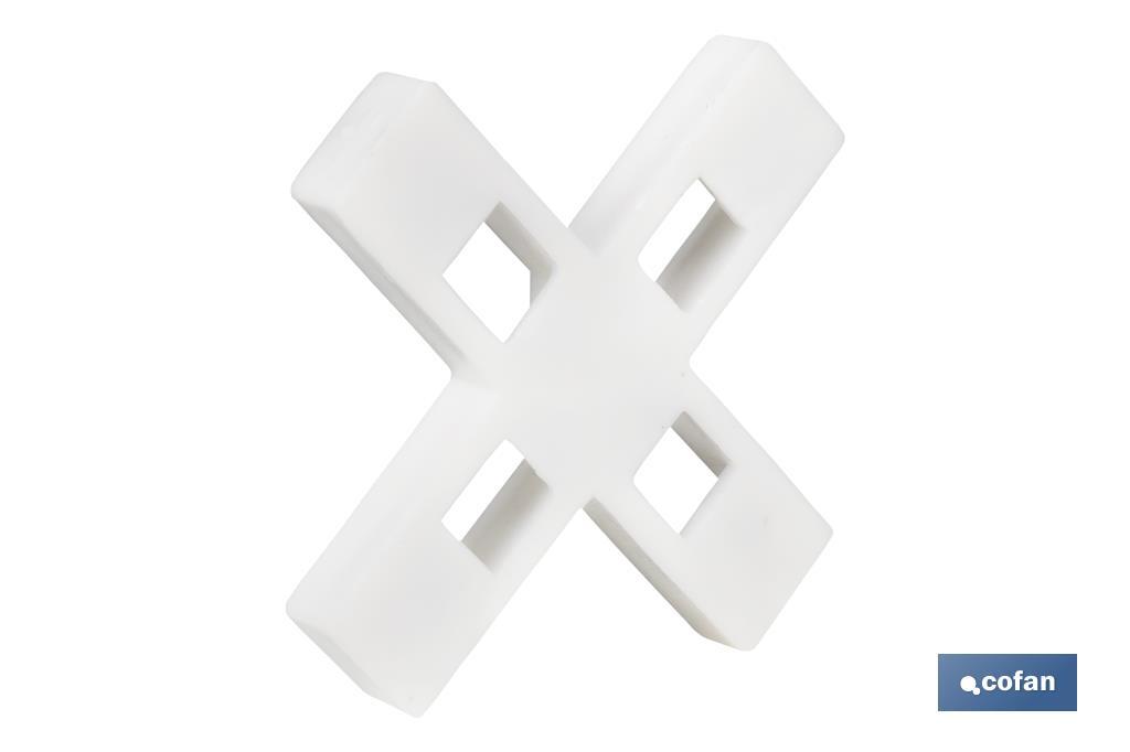 Highly resistant cross-shaped tile spacers for tiling projects | Available in different sizes and packaging - Cofan