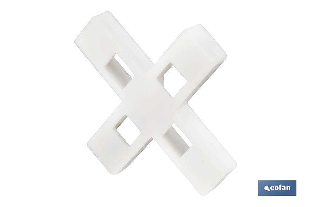 Highly resistant cross-shaped tile spacers for tiling projects | Available in different sizes and packaging - Cofan
