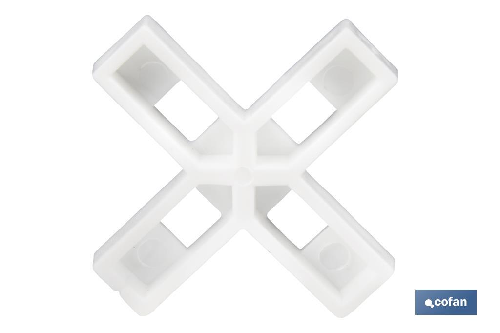 Highly resistant cross-shaped tile spacers for tiling projects | Available in different sizes and packaging - Cofan