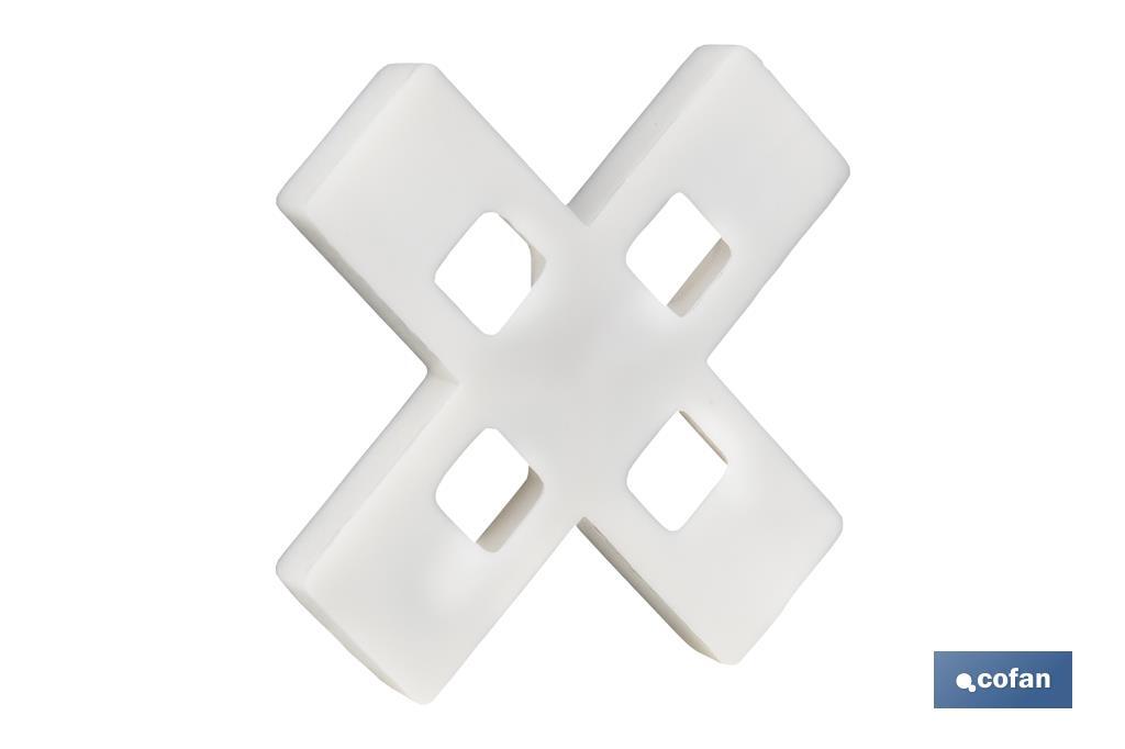 Highly resistant cross-shaped tile spacers for tiling projects | Available in different sizes and packaging - Cofan