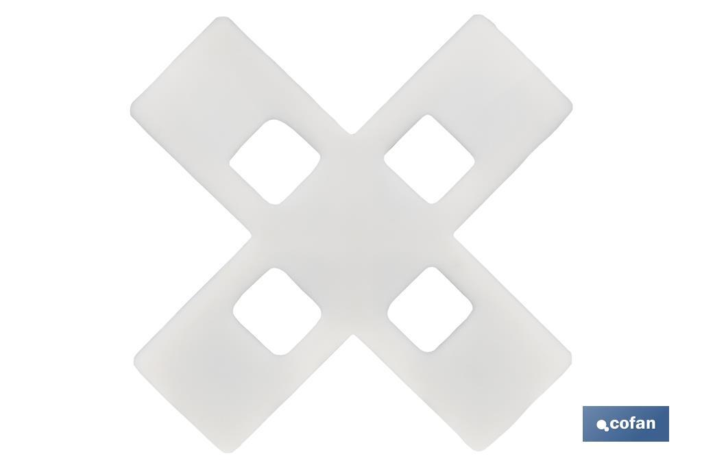 Highly resistant cross-shaped tile spacers for tiling projects | Available in different sizes and packaging - Cofan