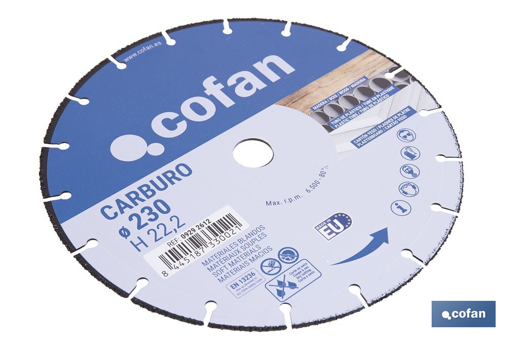Disco especial carburo materiales blandos - Cofan