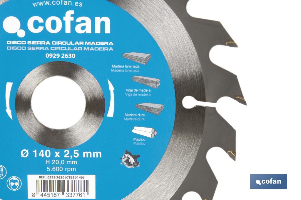 Lame de scie circulaire | Disque de coupe pour bois | Différents nombres de dents | Vaste variété de dimensions - Cofan