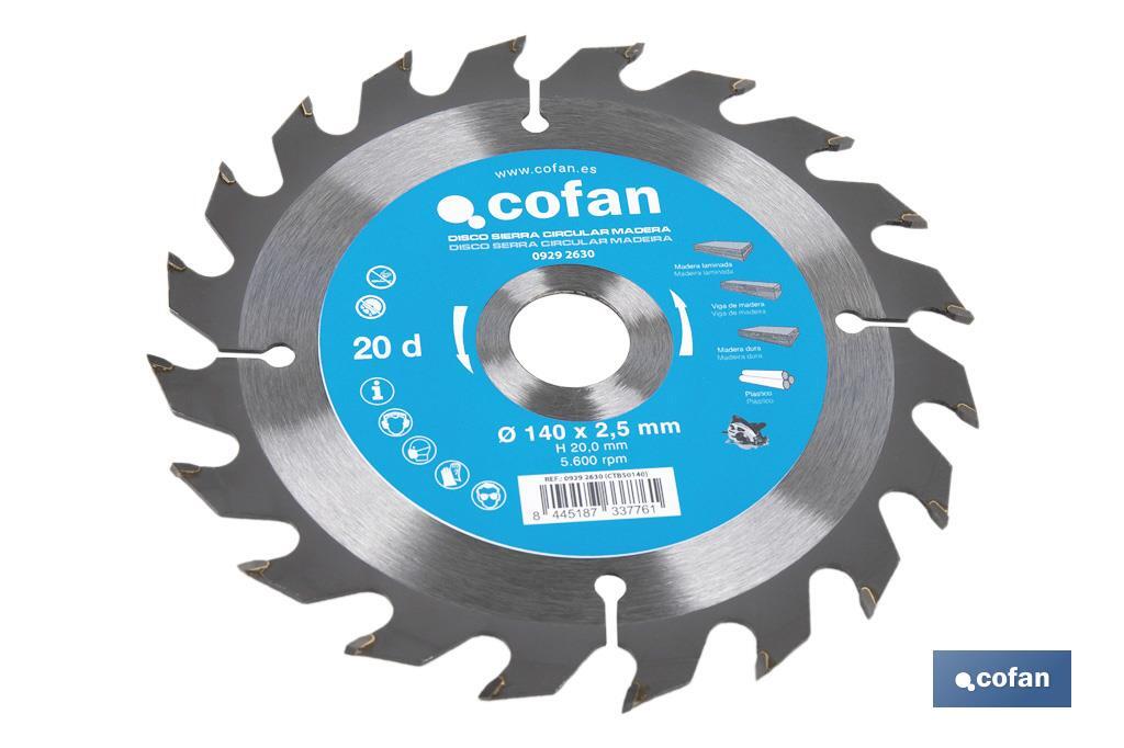 Circular saw blade | Suitable for cutting wood | Available in different teeth | Available in wide range of sizes - Cofan