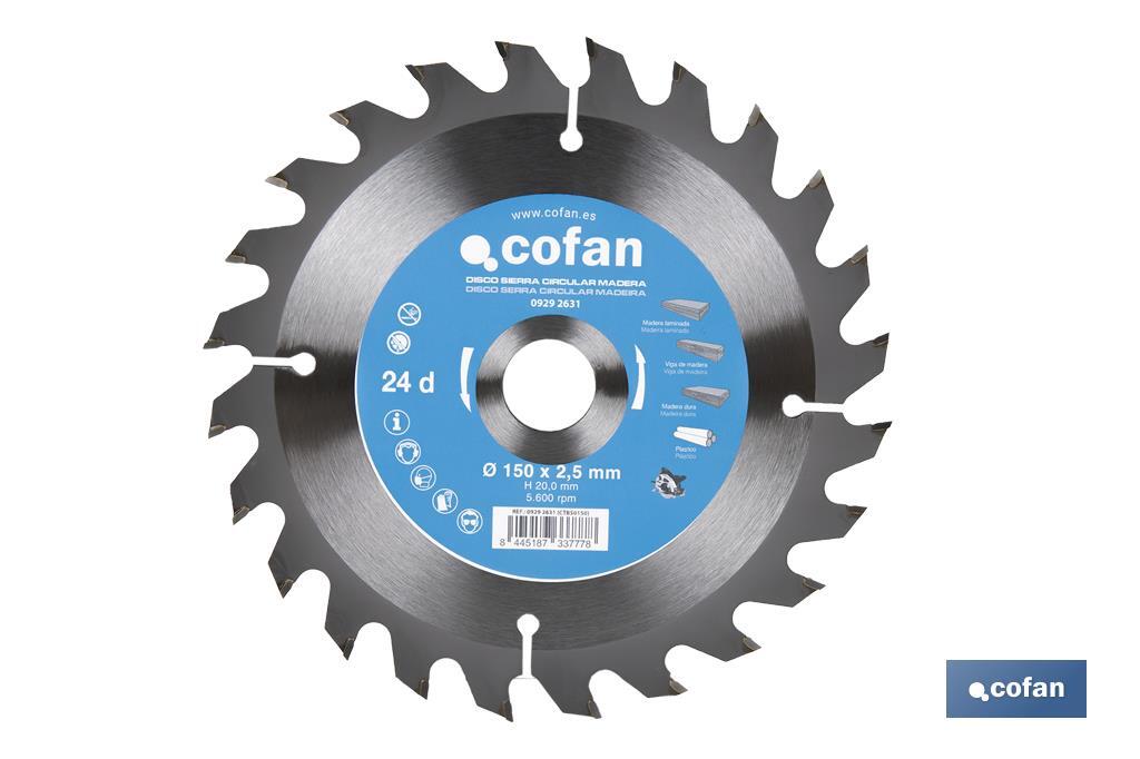 Circular saw blade | Suitable for cutting wood | Available in different teeth | Available in wide range of sizes - Cofan