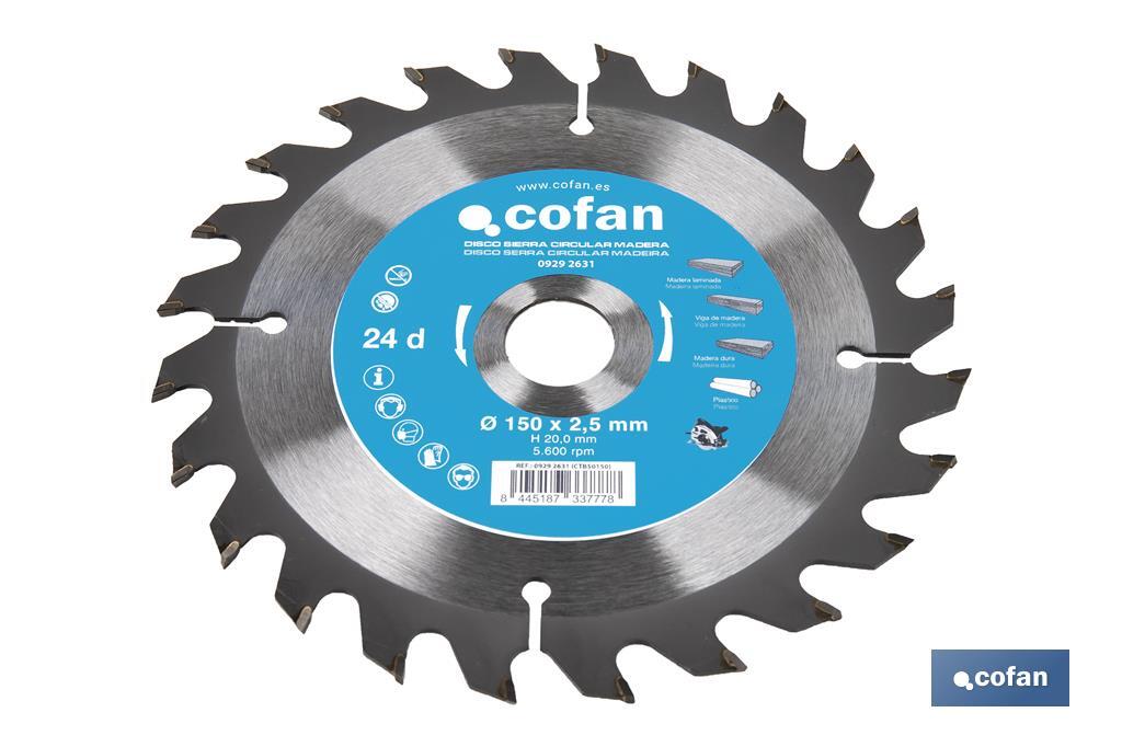 Circular saw blade | Suitable for cutting wood | Available in different teeth | Available in wide range of sizes - Cofan