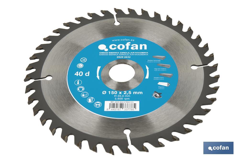 Lame de scie circulaire | Disque de coupe pour bois | Différents nombres de dents | Vaste variété de dimensions - Cofan