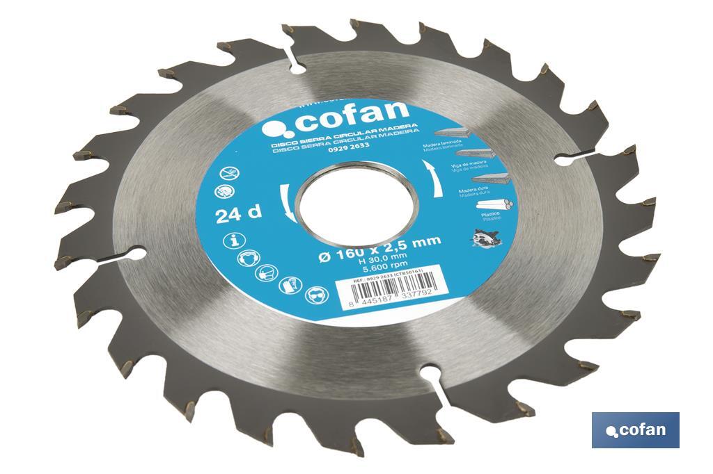 Circular saw blade | Suitable for cutting wood | Available in different teeth | Available in wide range of sizes - Cofan