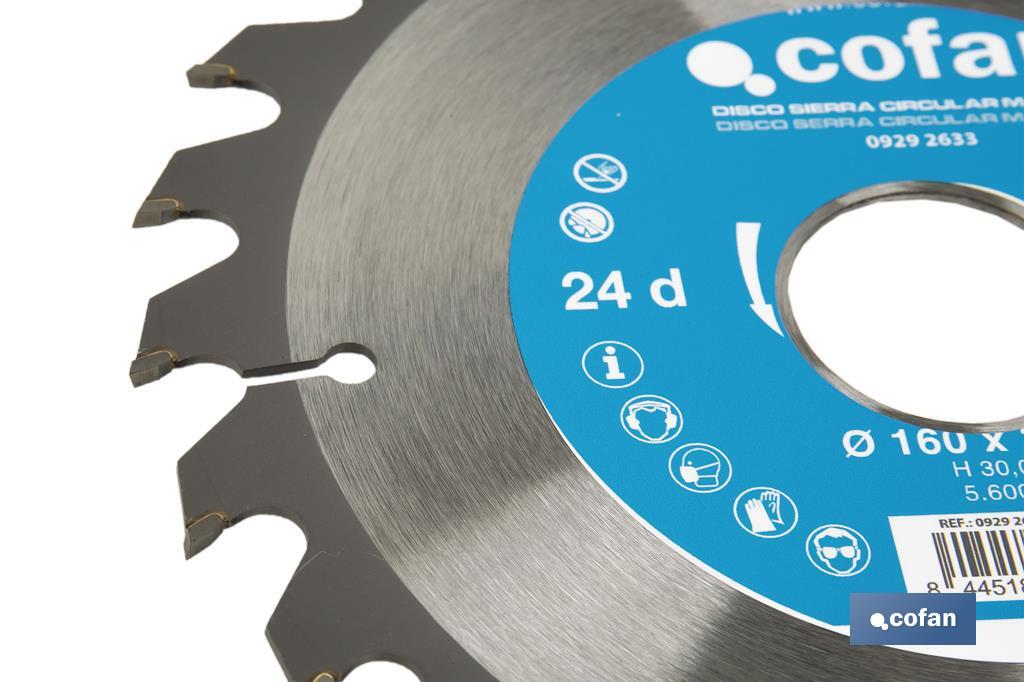 Lame de scie circulaire | Disque de coupe pour bois | Différents nombres de dents | Vaste variété de dimensions - Cofan