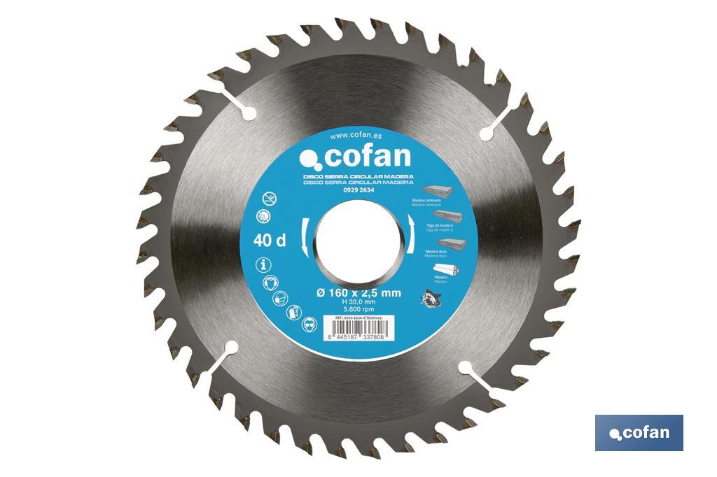 Circular saw blade | Suitable for cutting wood | Available in different teeth | Available in wide range of sizes - Cofan