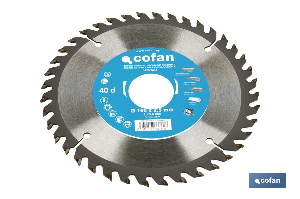 Circular saw blade | Suitable for cutting wood | Available in different teeth | Available in wide range of sizes - Cofan