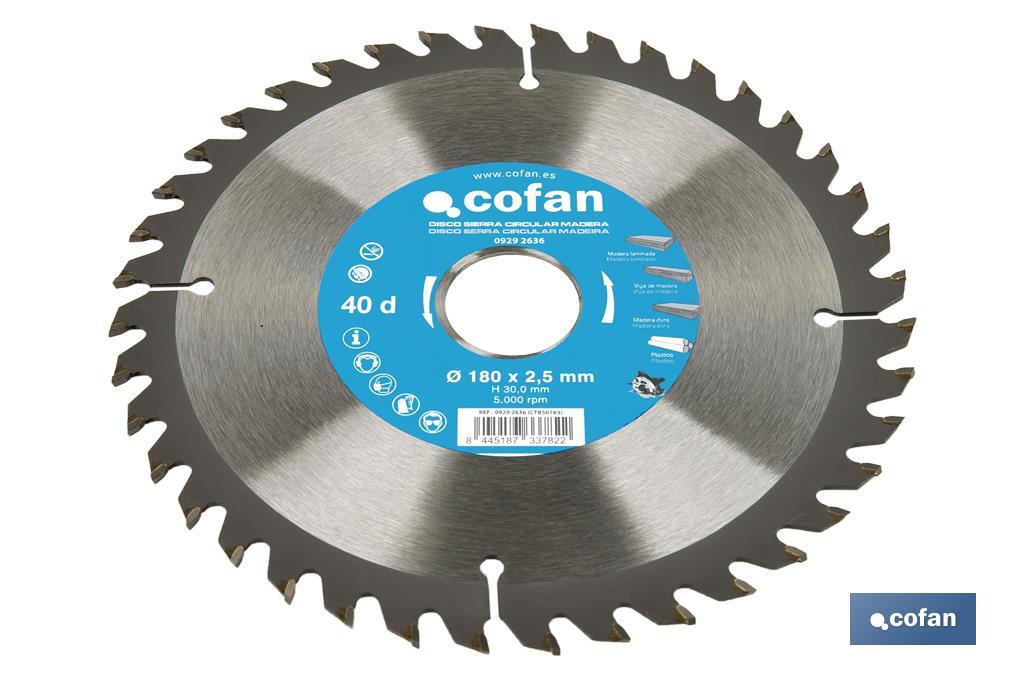 Circular saw blade | Suitable for cutting wood | Available in different teeth | Available in wide range of sizes - Cofan