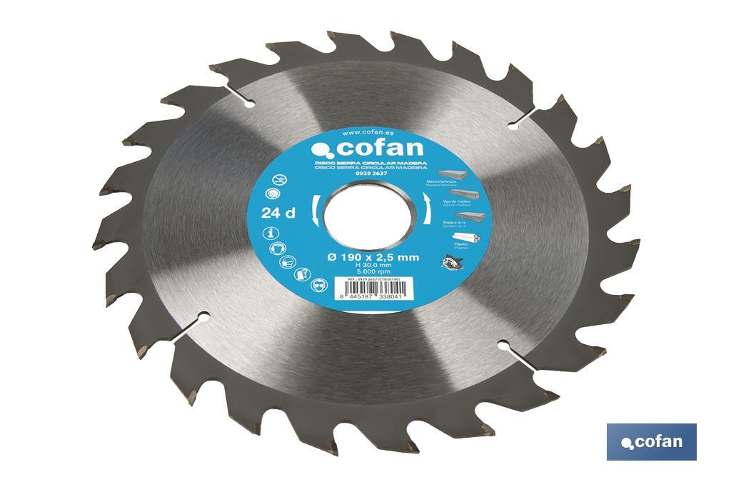 Circular saw blade | Suitable for cutting wood | Available in different teeth | Available in wide range of sizes - Cofan