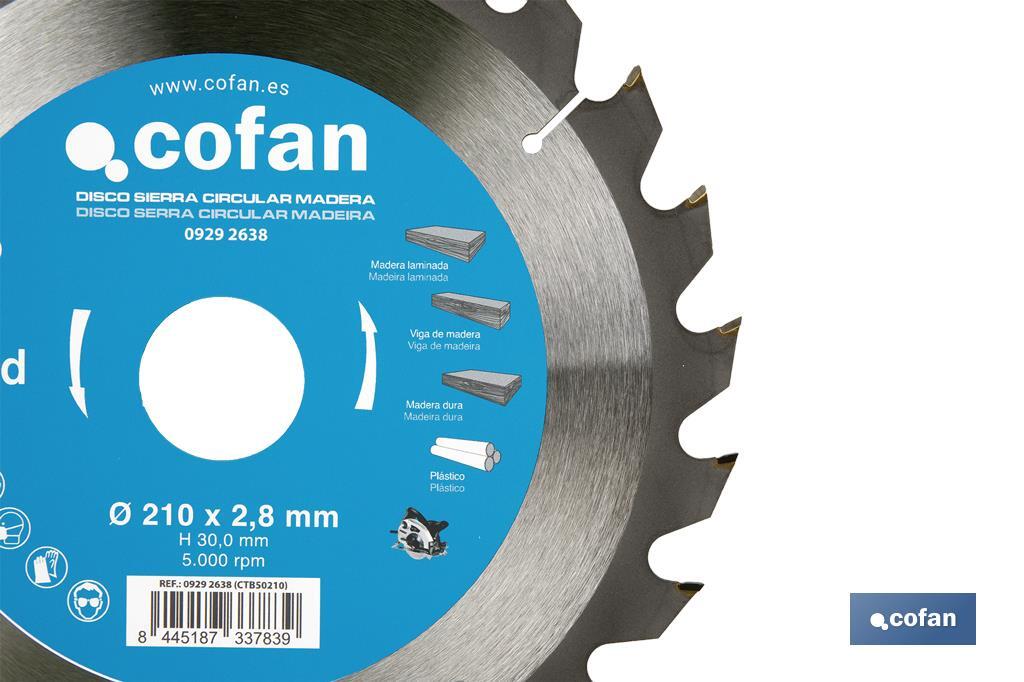 Lame de scie circulaire | Disque de coupe pour bois | Différents nombres de dents | Vaste variété de dimensions - Cofan