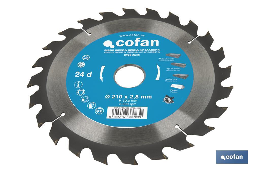 Circular saw blade | Suitable for cutting wood | Available in different teeth | Available in wide range of sizes - Cofan