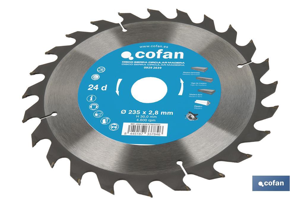 Circular saw blade | Suitable for cutting wood | Available in different teeth | Available in wide range of sizes - Cofan