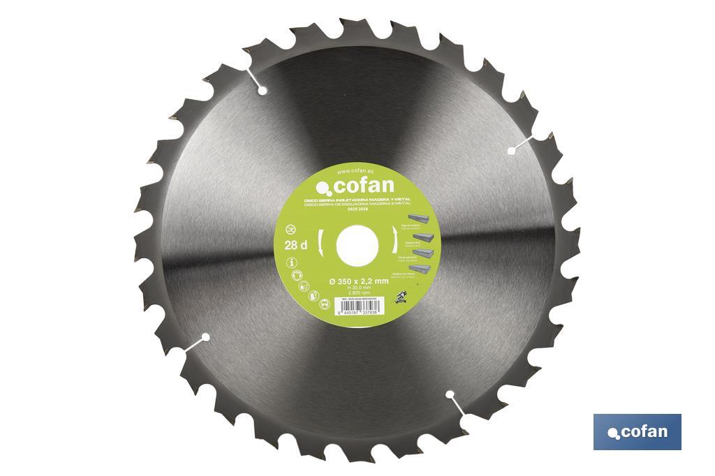 Lame de scie à onglets | Disque de coupe pour bois et métal | Différentes dents : 24, 28 et 32 | Plusieurs dimensions - Cofan