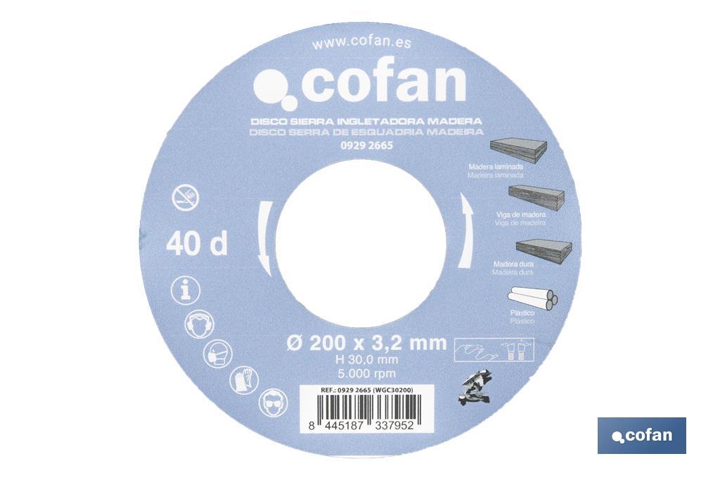 Lame de scie à onglet | Disque de coupe pour bois | Différents nombres de dents | Différentes dimensions - Cofan