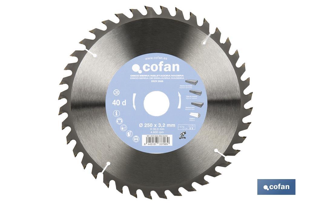 Lame de scie à onglet | Disque de coupe pour bois | Différents nombres de dents | Différentes dimensions - Cofan