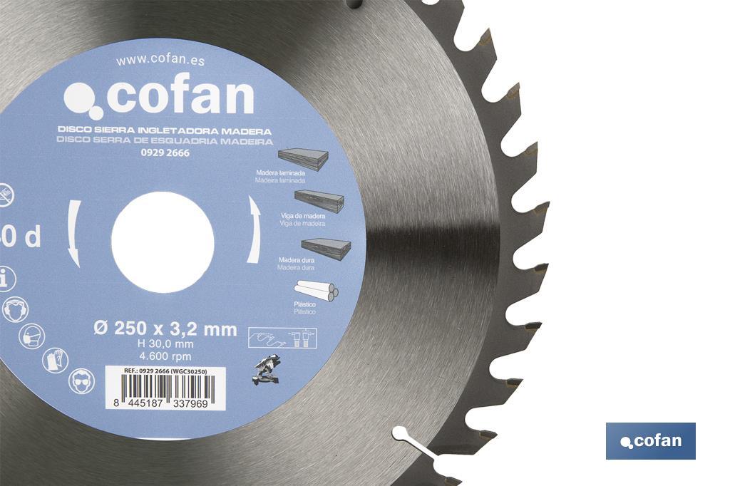 Lame de scie à onglet | Disque de coupe pour bois | Différents nombres de dents | Différentes dimensions - Cofan