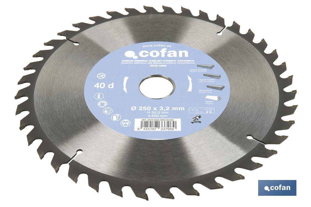 Lame de scie à onglet | Disque de coupe pour bois | Différents nombres de dents | Différentes dimensions - Cofan