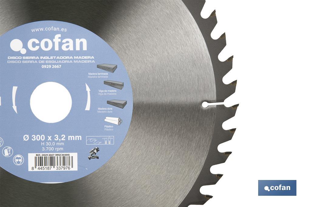 Lame de scie à onglet | Disque de coupe pour bois | Différents nombres de dents | Différentes dimensions - Cofan