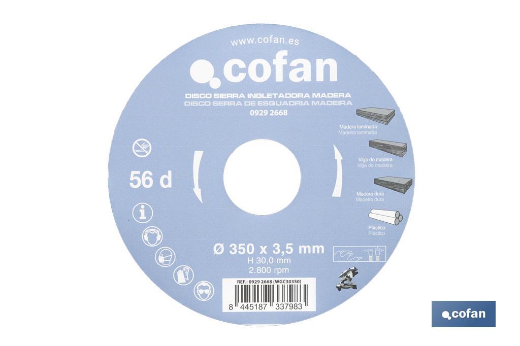 Lame de scie à onglet | Disque de coupe pour bois | Différents nombres de dents | Différentes dimensions - Cofan