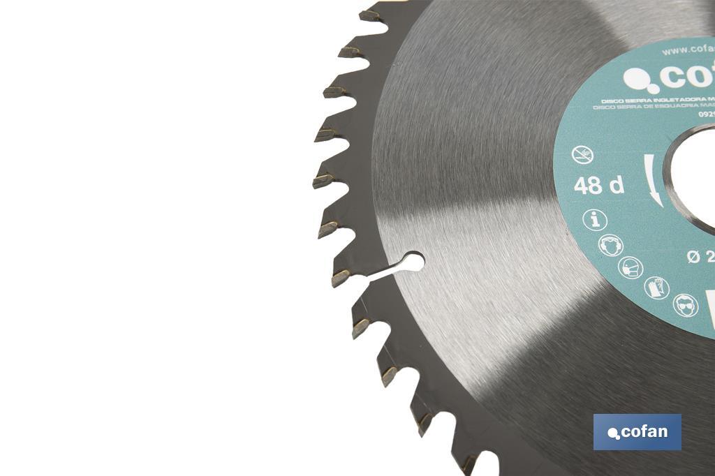 Mitre saw blade | Wood cutting disc with tips | Hard metal tipped saw blade | Available with different number of teeth and in various sizes - Cofan