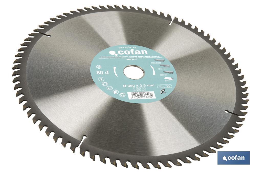 Lame de scie à onglet | Disque de coupe avec des incrustations pour bois | Incrustation de métal dur | Différents nombres de dents et plusieurs dimensions - Cofan