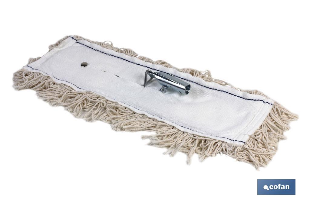Flat cotton dust mops | Head frame and metallic couplings | Ideal for floor cleaning | Available lengths from 45 to 100cm - Cofan