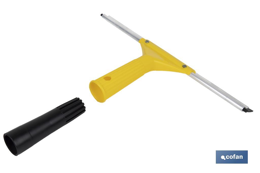 Limpiacristales de Metal con Adaptador de 20 cm de Ancho | Compatible con Palos para hacer la labor más cómoda - Cofan